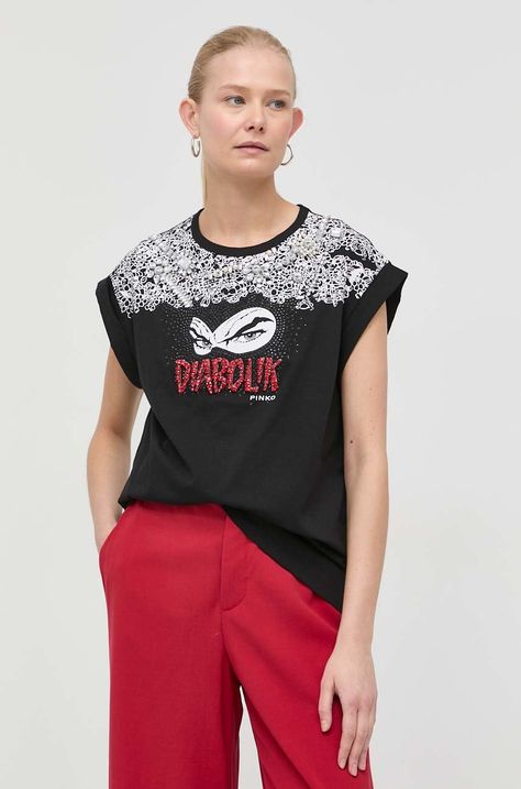 Βαμβακερό μπλουζάκι Pinko x Diabolik