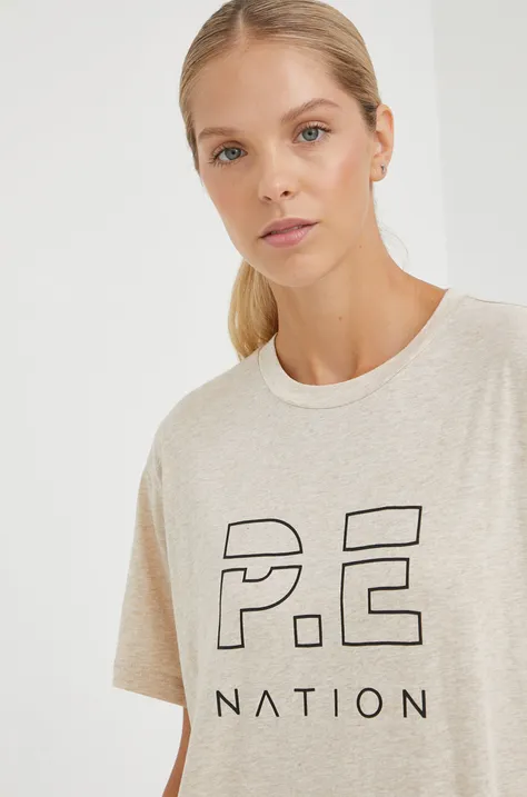 P.E Nation t-shirt bawełniany kolor beżowy