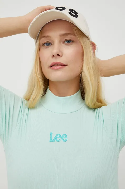 Kratka majica Lee ženski, zelena barva