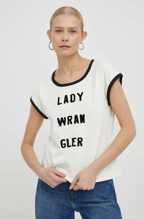 Wrangler t-shirt bawełniany x Leon Bridges kolor beżowy