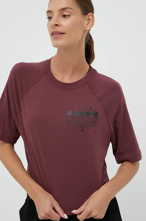 Diadora t-shirt bawełniany kolor fioletowy