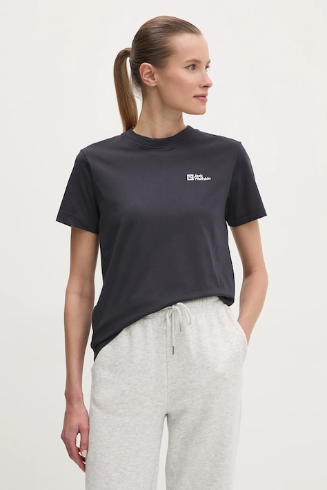 Jack Wolfskin tricou din bumbac femei, culoarea albastru marin