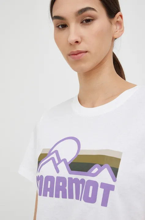 Βαμβακερό μπλουζάκι Marmot χρώμα: άσπρο
