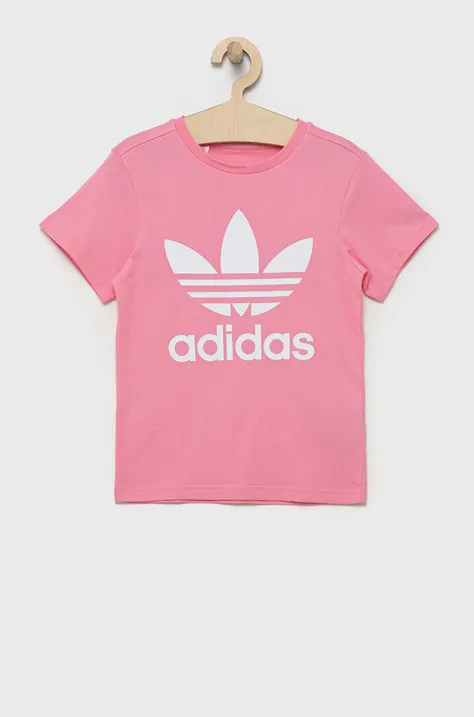 Dječja pamučna majica kratkih rukava adidas Originals boja: ružičasta
