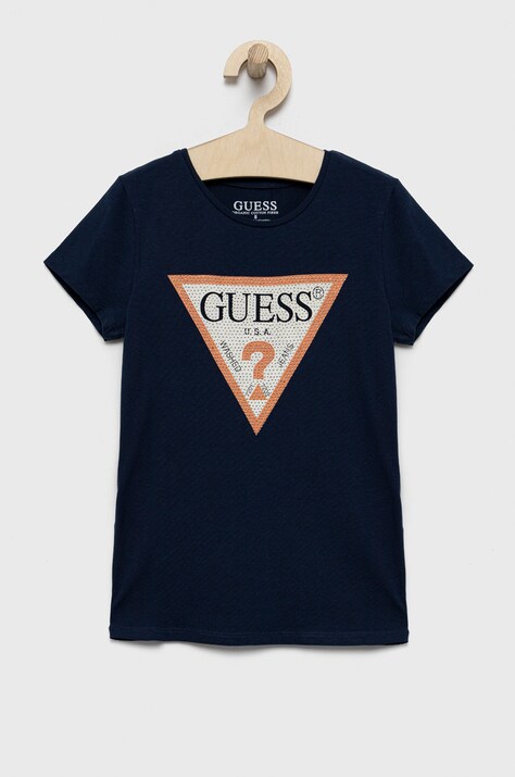 Guess tricou copii culoarea albastru marin