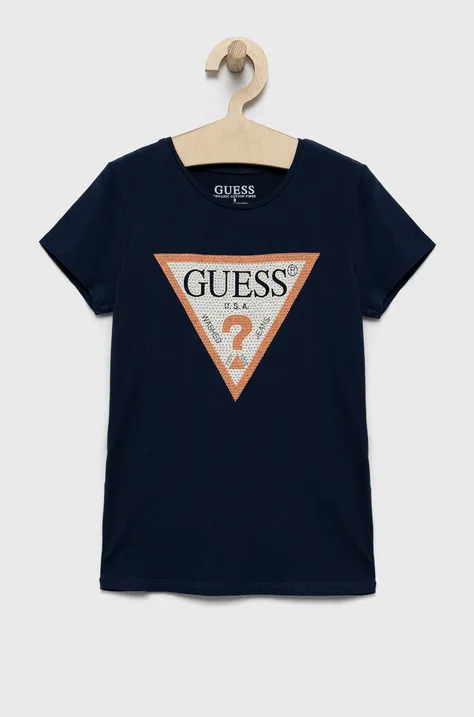 Παιδικό μπλουζάκι Guess χρώμα: ναυτικό μπλε