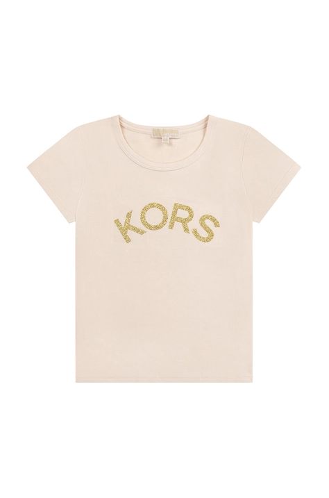 Michael Kors t-shirt bawełniany dziecięcy kolor beżowy