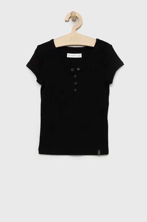 Otroška kratka majica Abercrombie & Fitch črna barva