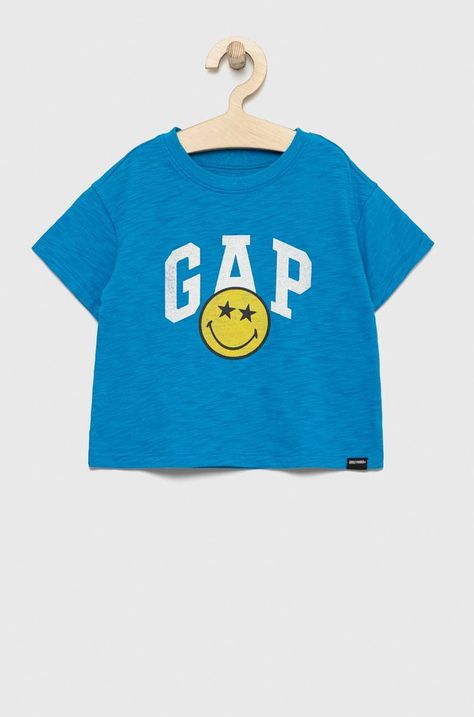 Παιδικό βαμβακερό μπλουζάκι GAP x smiley world