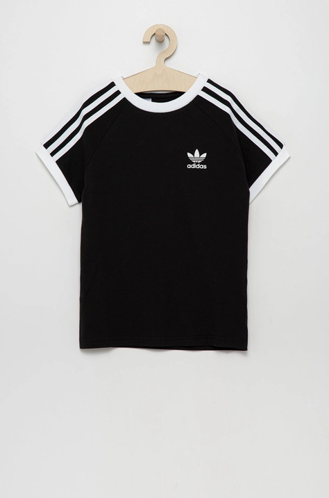 adidas Originals t-shirt bawełniany dziecięcy kolor czarny z aplikacją