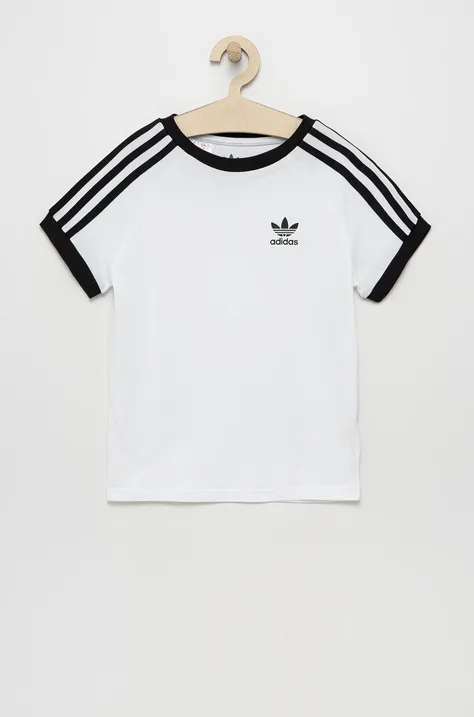 Detské bavlnené tričko adidas Originals biela farba, s nášivkou