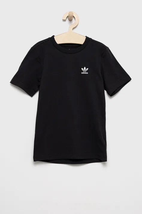 Дитяча бавовняна футболка adidas Originals колір чорний однотонний