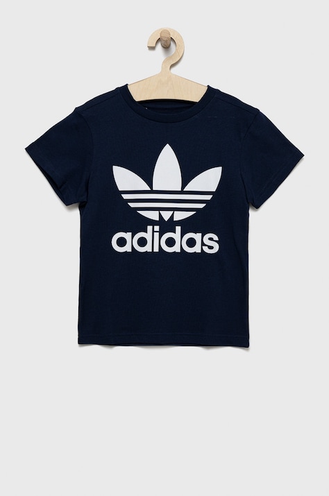 Dječja pamučna majica kratkih rukava adidas Originals boja: tamno plava, s tiskom