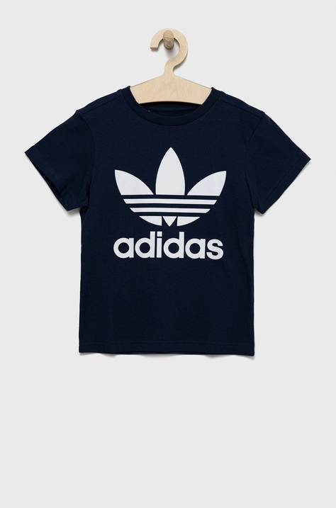 Otroška bombažna kratka majica adidas Originals mornarsko modra barva