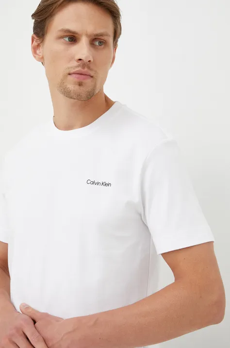 Хлопковая футболка Calvin Klein цвет белый однотонный