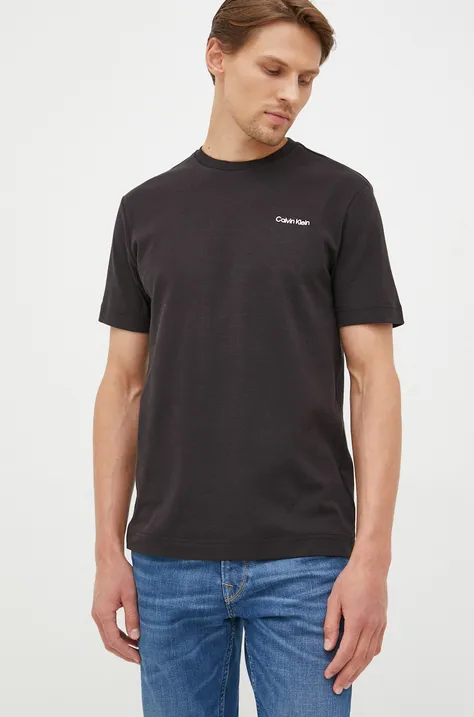 Calvin Klein tricou din bumbac culoarea negru, neted