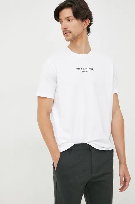 Paul&Shark t-shirt bawełniany kolor biały z nadrukiem