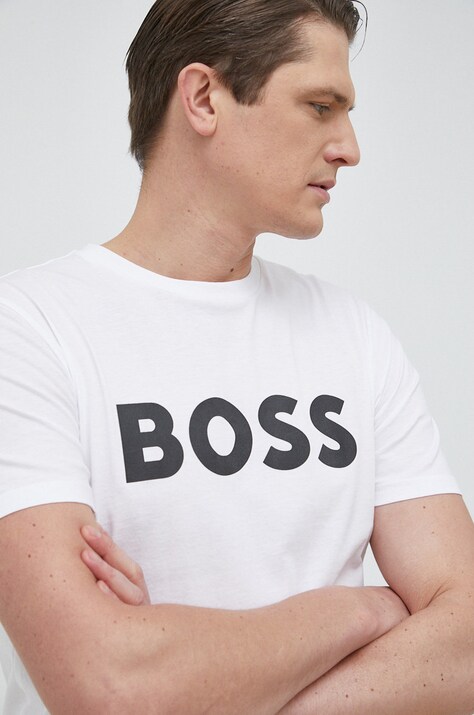 BOSS t-shirt bawełniany  Thinking 1 męski kolor biały 50481923