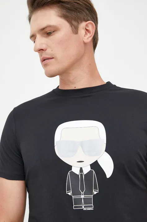 Bavlnené tričko Karl Lagerfeld čierna farba,s potlačou,500251.755071