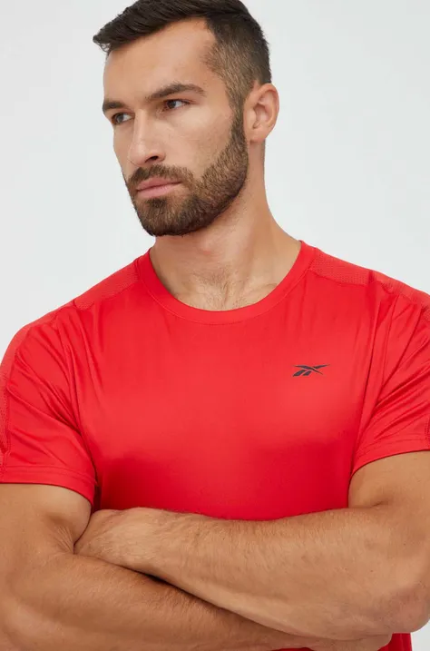 Reebok t-shirt treningowy Workout Ready Tech kolor czerwony gładki