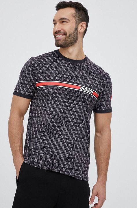Μπλουζάκι Guess χρώμα: μαύρο