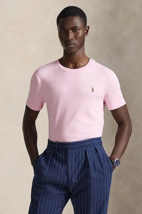 Bavlněné tričko Polo Ralph Lauren růžová barva, 710740727010