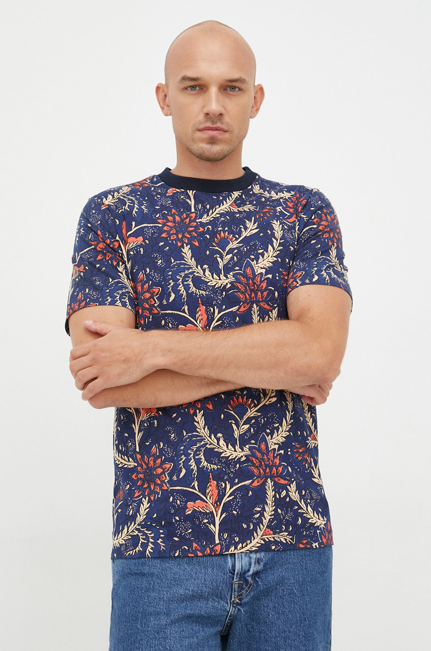 Scotch & Soda t-shirt bawełniany kolor granatowy wzorzysty