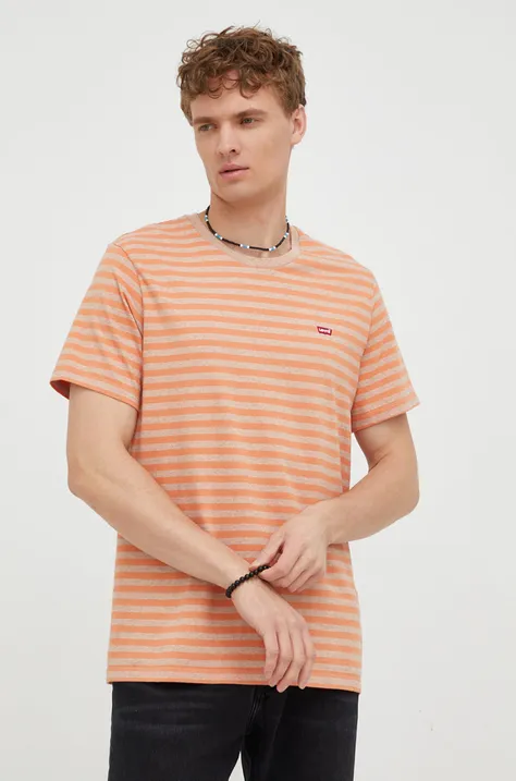 Levi's tricou din bumbac culoarea portocaliu, modelator