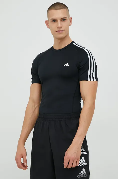 Majica kratkih rukava za trening adidas Performance Techfit 3-stripes boja: crna, s aplikacijom