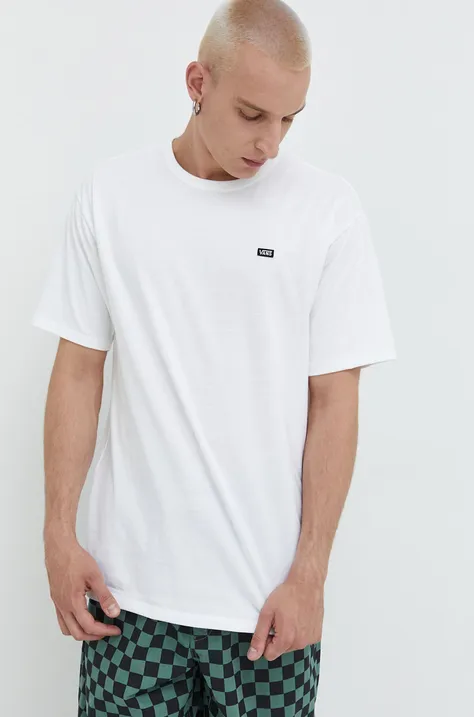 Vans t-shirt bawełniany kolor biały gładki VN0A49R7WHT1-WHITE