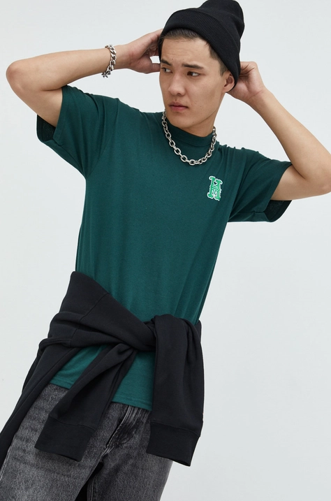 HUF tricou din bumbac X Trasher culoarea verde, cu imprimeu