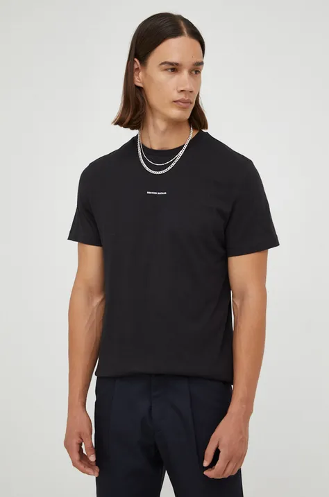 Bruuns Bazaar t-shirt bawełniany kolor czarny z nadrukiem