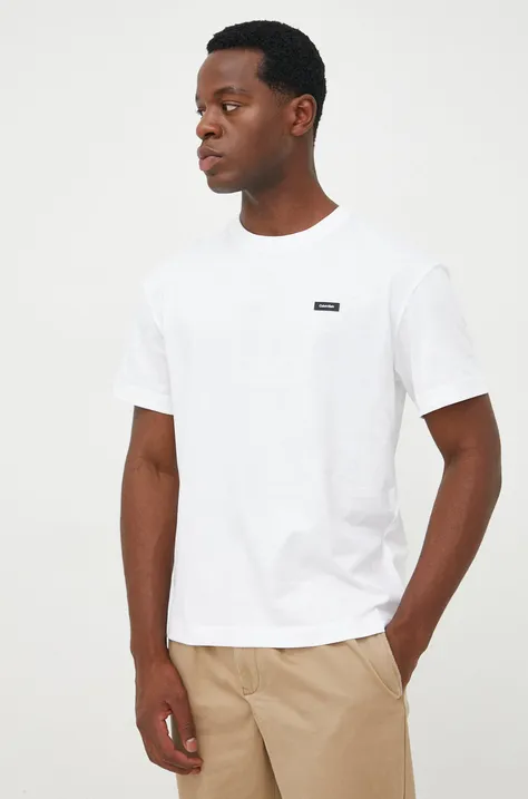 Calvin Klein t-shirt bawełniany kolor biały z aplikacją
