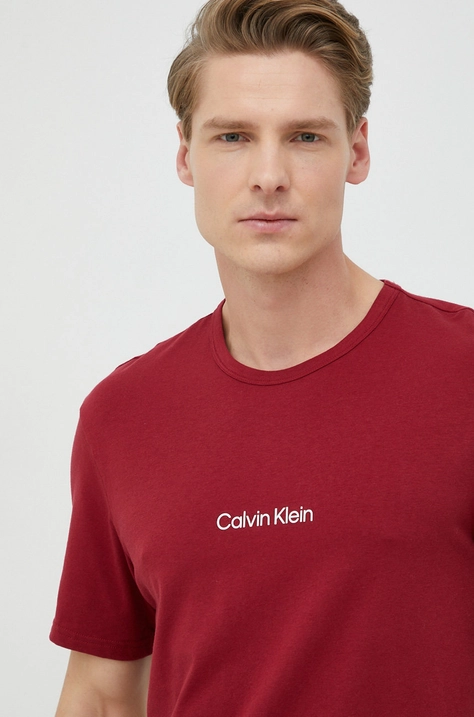 Pyžamové tričko Calvin Klein Underwear červená farba, s potlačou