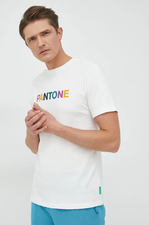 Pamučna majica United Colors of Benetton boja: bijela, s tiskom