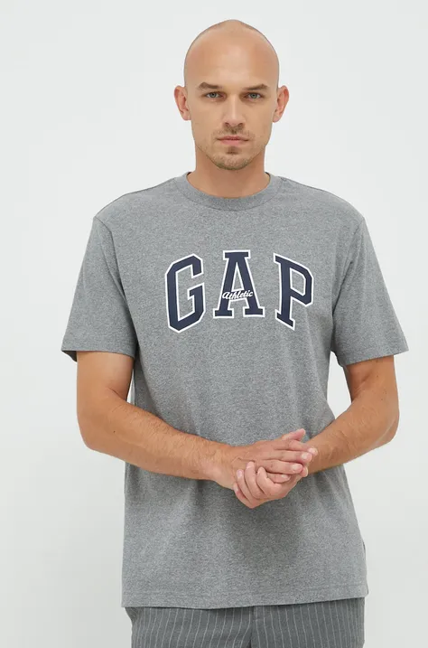 Bavlnené tričko GAP šedá farba, jednofarebné