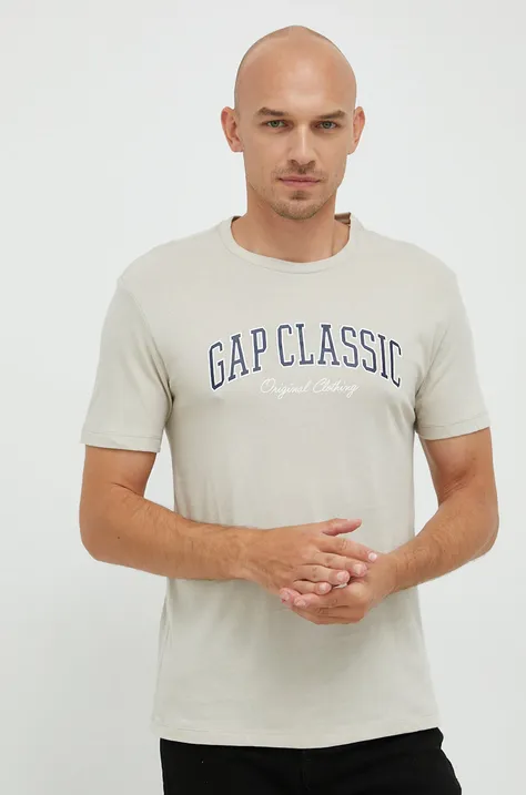 Βαμβακερό μπλουζάκι GAP χρώμα: μπεζ