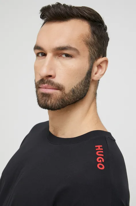HUGO t-shirt męski kolor czarny gładki