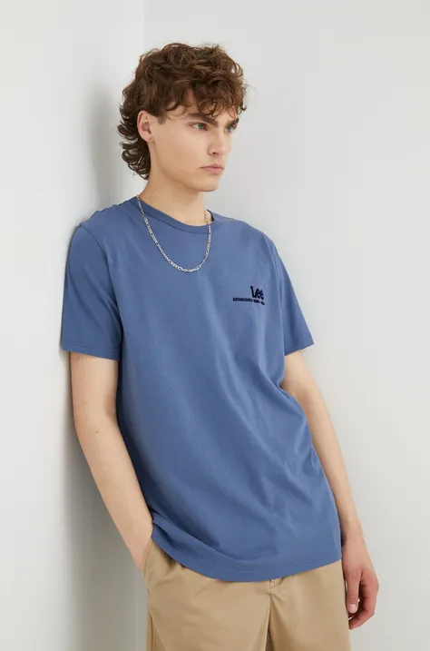 Памучна тениска Lee в лилаво с изчистен дизайн