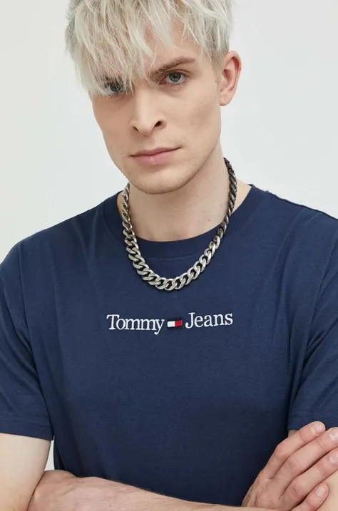 Βαμβακερό μπλουζάκι Tommy Jeans χρώμα: ναυτικό μπλε
