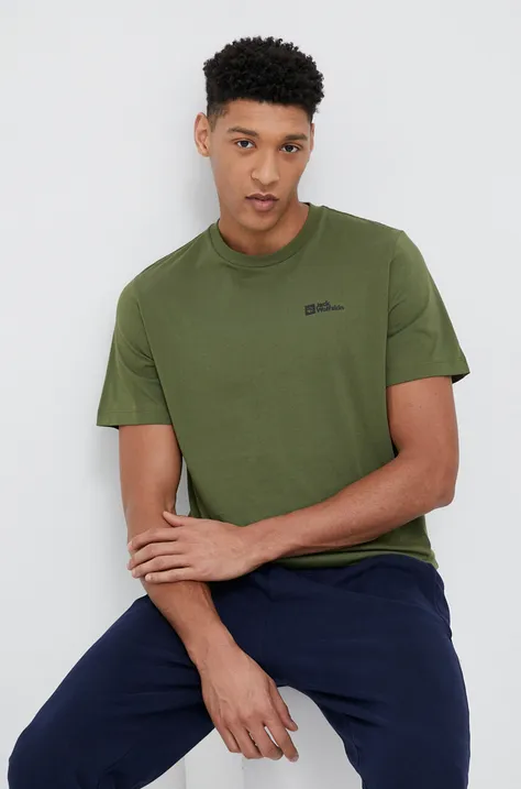 Βαμβακερό μπλουζάκι Jack Wolfskin χρώμα: πράσινο