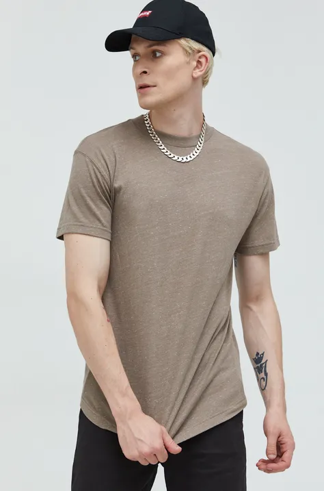 Abercrombie & Fitch t-shirt męski kolor brązowy gładki