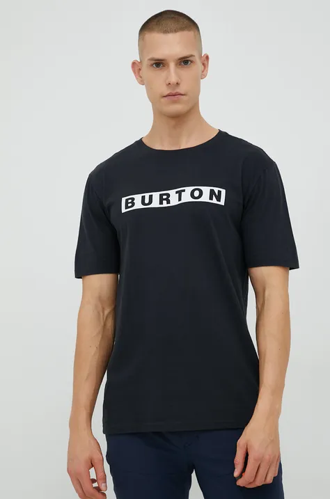 Burton t-shirt bawełniany kolor czarny z nadrukiem