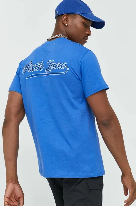 Sixth June t-shirt bawełniany kolor niebieski z aplikacją