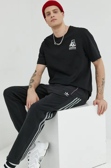Bavlnené tričko adidas Originals čierna farba, s nášivkou