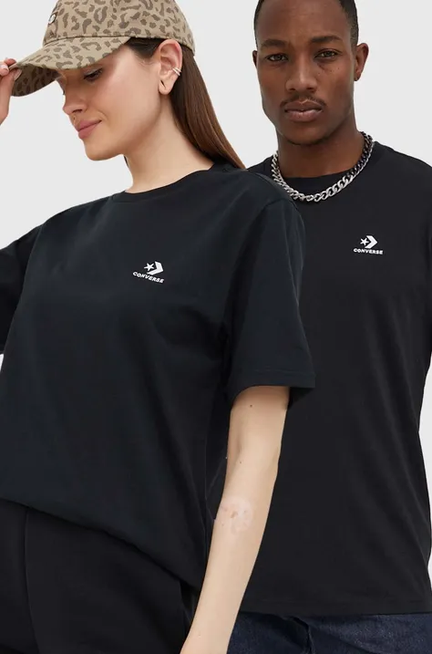Pamučna majica Converse boja: crna, jednobojni model