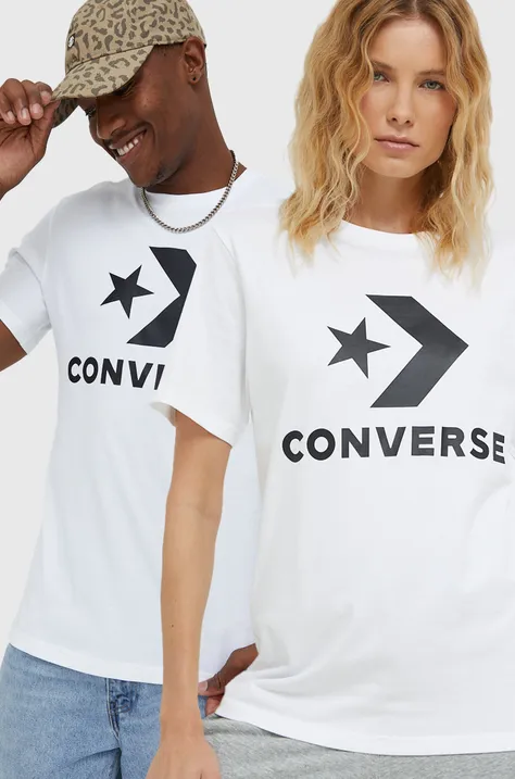 Converse t-shirt bawełniany kolor biały z nadrukiem
