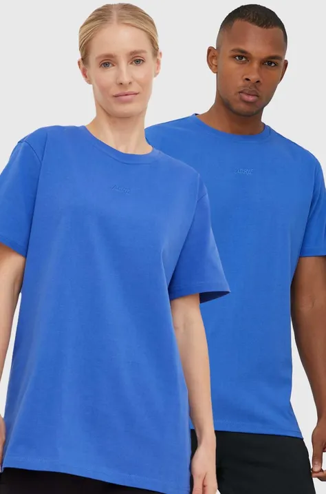 Arkk Copenhagen t-shirt bawełniany kolor niebieski gładki