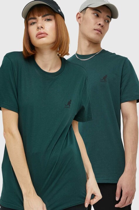 Pamučna majica Kangol boja: zelena, s tiskom