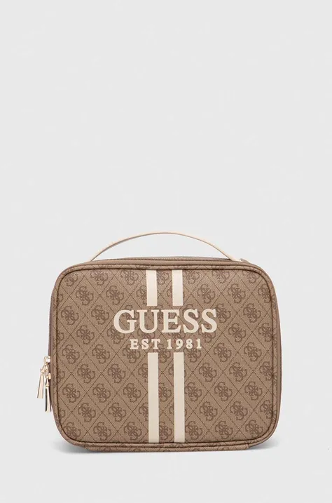 Kozmetična torbica Guess rjava barva